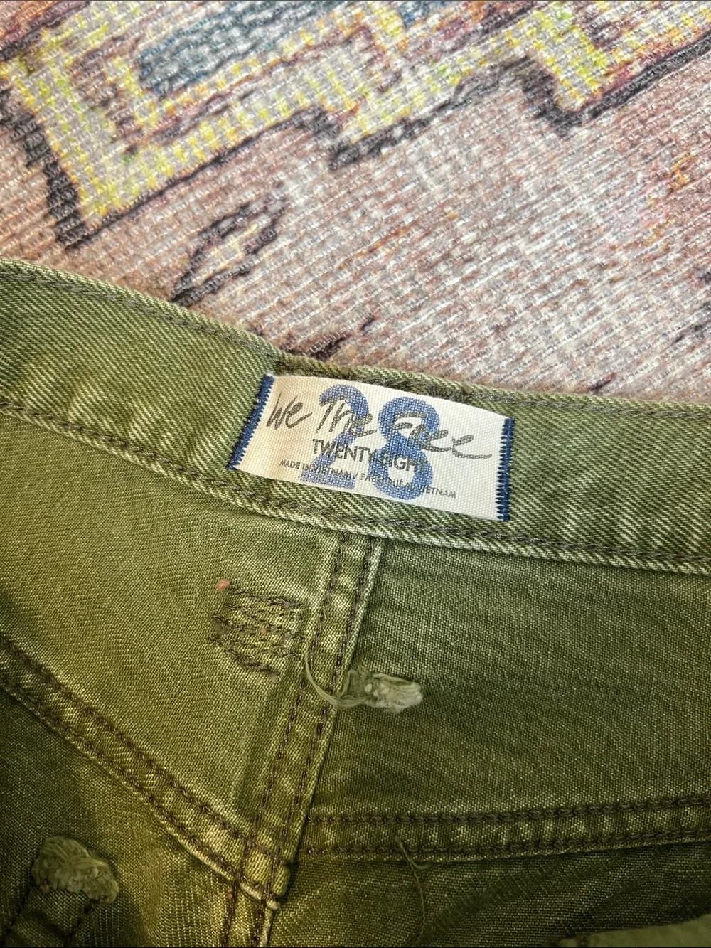 Free People Olive Green Frayed Hem Women’s Denim Shorts